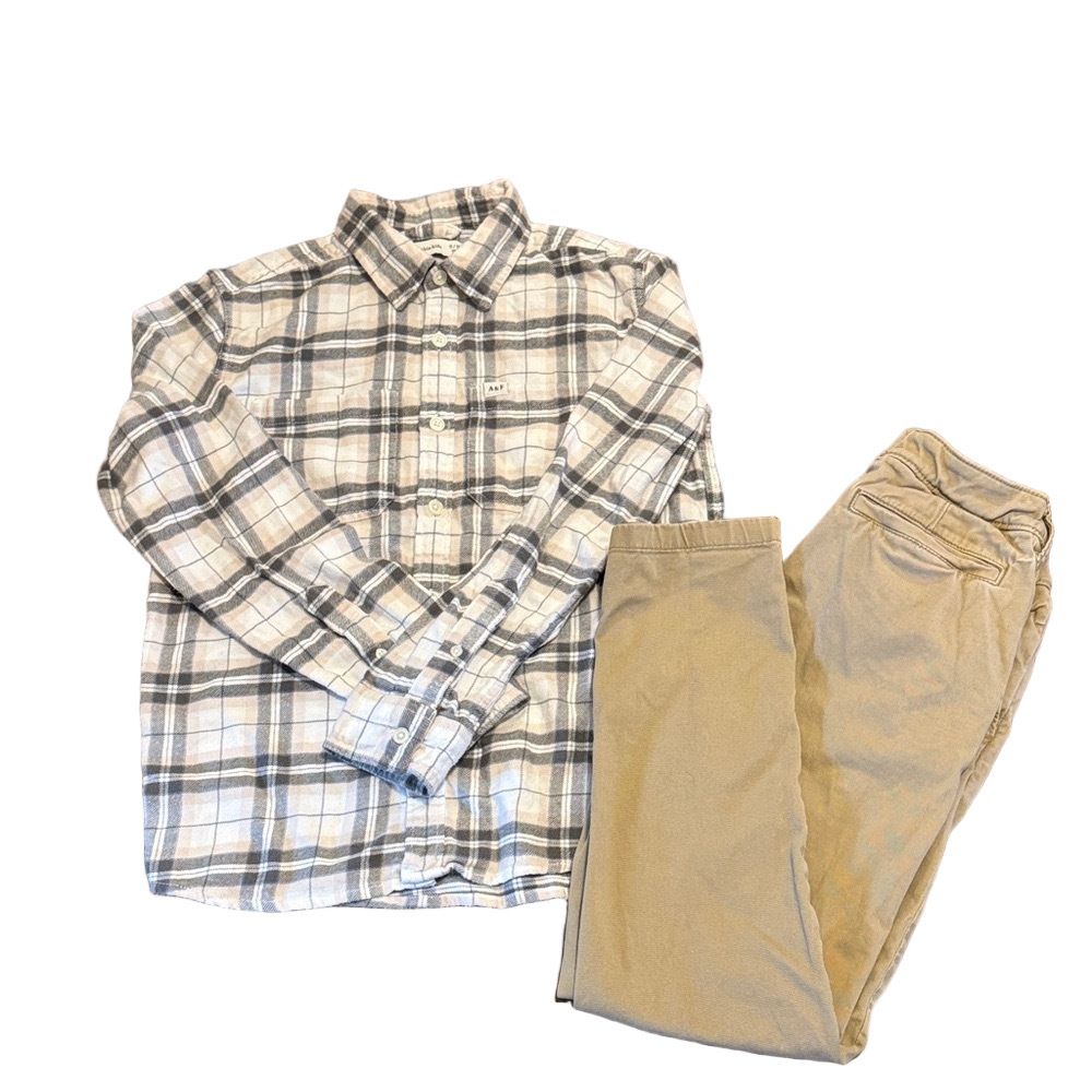 **Bundle**Abercrombie Kids Plaid Button-Down Flannel Shirt with Pants Size 11/12